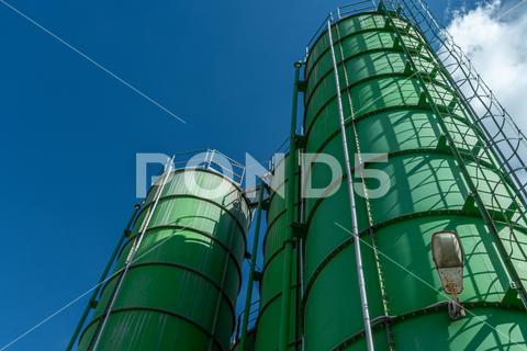 A Texas cement plant with large silos